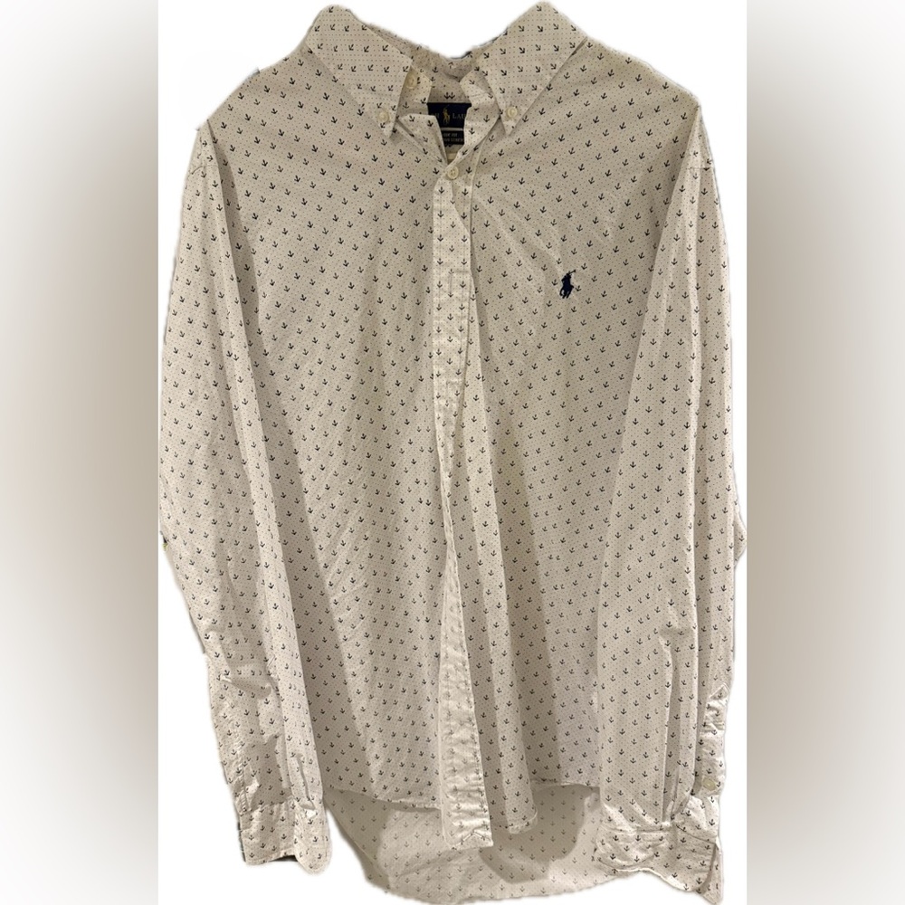 Ralph Lauren White and Navy Patterned Shirt